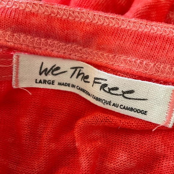 We the Free Free People Kia Henley Button T-Shirt strawberry burnout paper thin - Picture 5 of 15